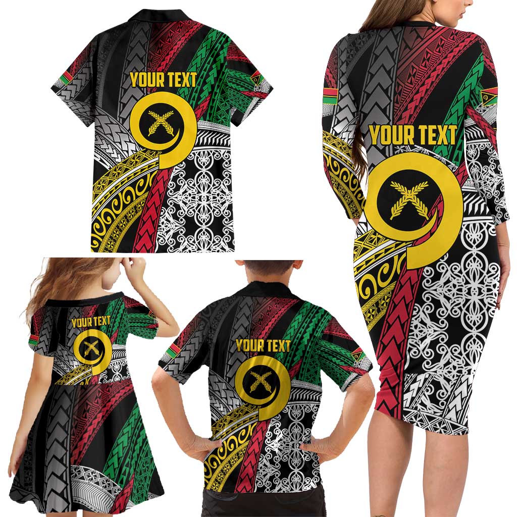Vanuatu Proud to be Ni-van Personalised Family Matching Long Sleeve Bodycon Dress and Hawaiian Shirt with Mutis En Atan Patterns LT9 - Polynesian Pride