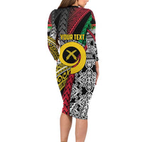 Vanuatu Proud to be Ni-van Personalised Family Matching Long Sleeve Bodycon Dress and Hawaiian Shirt with Mutis En Atan Patterns LT9 - Polynesian Pride