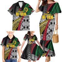 Vanuatu Proud to be Ni-van Personalised Family Matching Mermaid Dress and Hawaiian Shirt with Mutis En Atan Patterns LT9 - Polynesian Pride