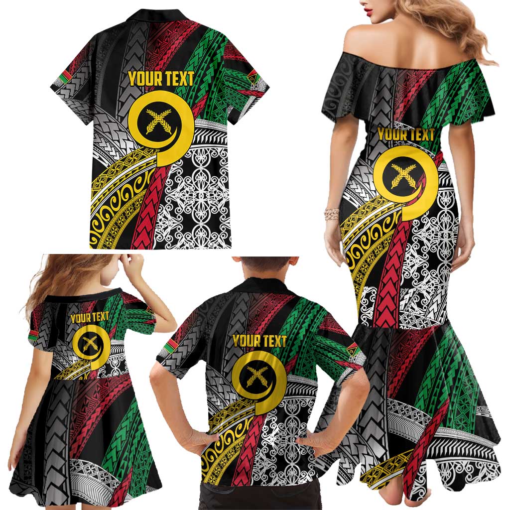 Vanuatu Proud to be Ni-van Personalised Family Matching Mermaid Dress and Hawaiian Shirt with Mutis En Atan Patterns LT9 - Polynesian Pride