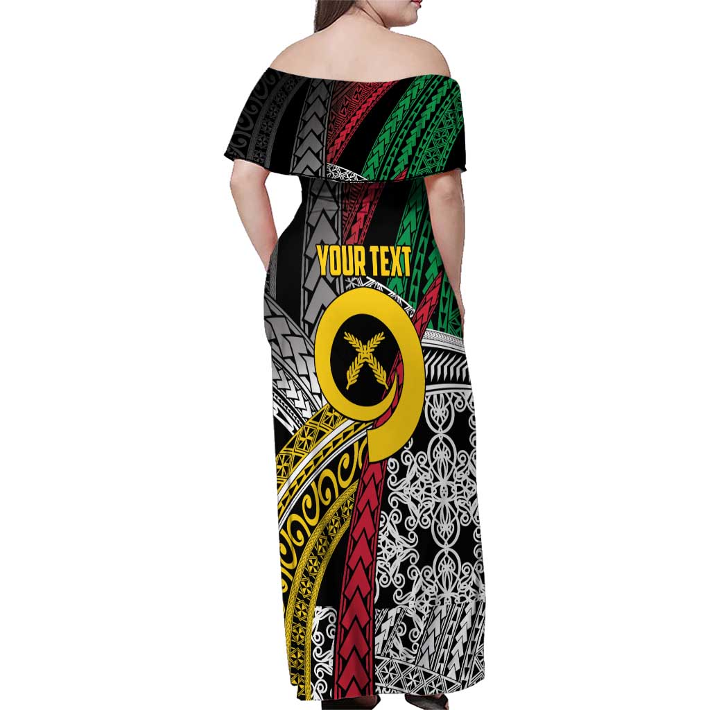 Vanuatu Proud to be Ni-van Personalised Family Matching Off Shoulder Maxi Dress and Hawaiian Shirt with Mutis En Atan Patterns LT9 - Polynesian Pride