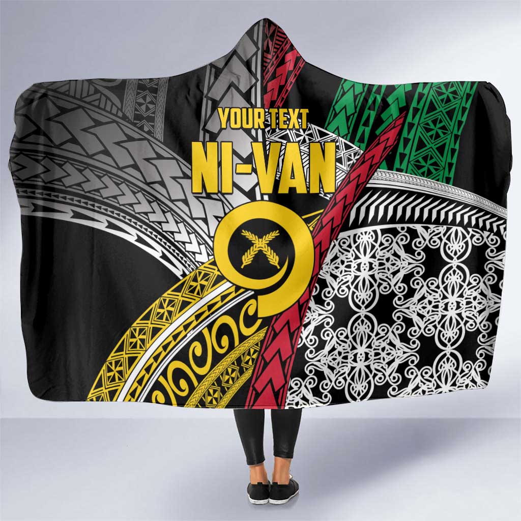 Vanuatu Proud to be Ni-van Personalised Hooded Blanket with Mutis En Atan Patterns