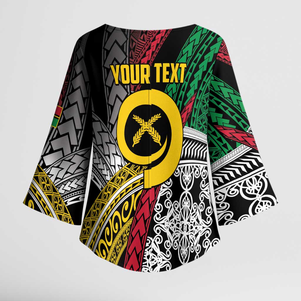 Vanuatu Proud to be Ni-van Personalised Kimono Sleeve Blouse with Mutis En Atan Patterns - Polynesian Pride