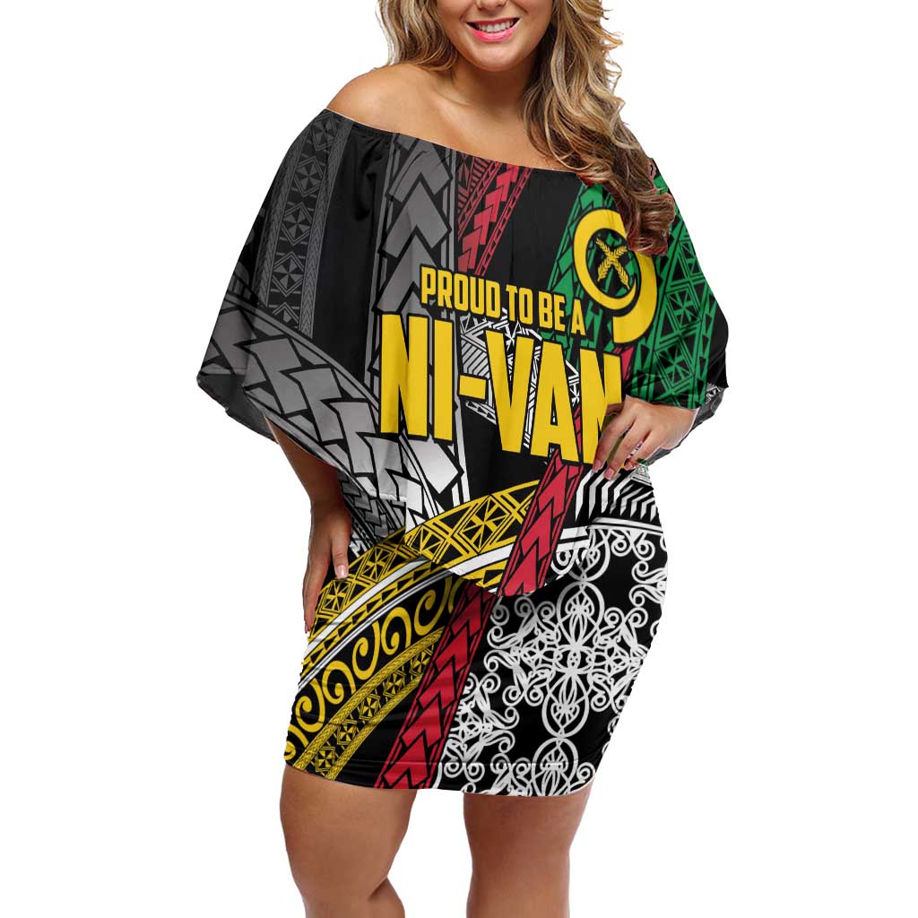 Vanuatu Proud to be Ni-van Personalised Off Shoulder Short Dress with Mutis En Atan Patterns