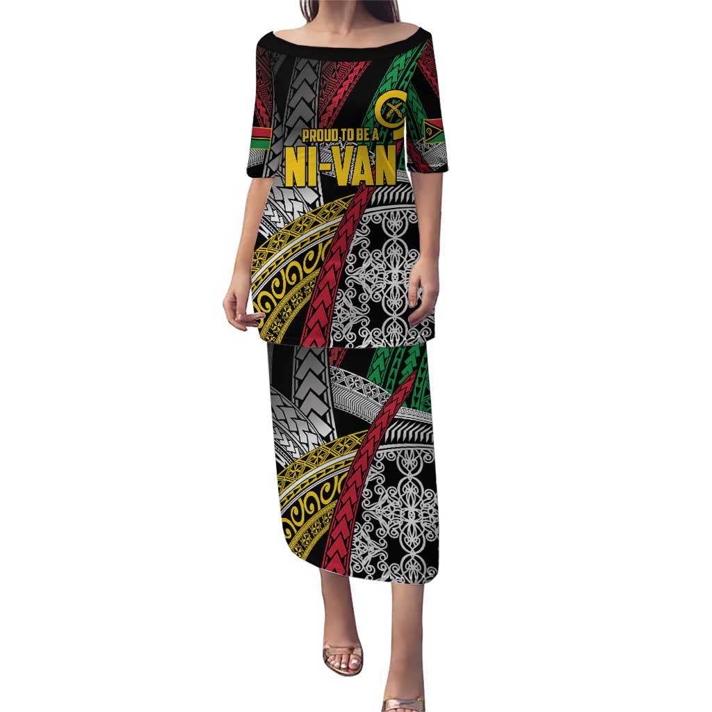 Vanuatu Proud to be Ni-van Personalised Puletasi with Mutis En Atan Patterns