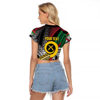 Vanuatu Proud to be Ni-van Personalised Raglan Cropped T Shirt with Mutis En Atan Patterns LT9 - Polynesian Pride