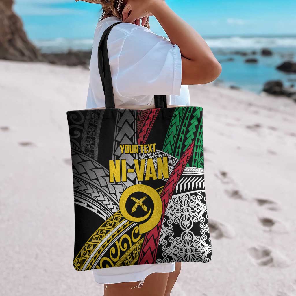 Vanuatu Proud to be Ni-van Personalised Tote Bag with Mutis En Atan Patterns - Polynesian Pride