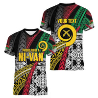 Vanuatu Proud to be Ni-van Personalised Women V-Neck T-Shirt with Mutis En Atan Patterns LT9 - Polynesian Pride