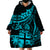 Fiji Islands Wearable Blanket Hoodie Coat of Arms Fijian Flower Polynesian Pattern - Aqua LT9 - Polynesian Pride