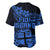 Fiji Islands Baseball Jersey Coat of Arms Fijian Flower Polynesian Pattern - Blue LT9 - Polynesian Pride