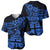 Fiji Islands Baseball Jersey Coat of Arms Fijian Flower Polynesian Pattern - Blue LT9 - Polynesian Pride