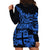 Fiji Islands Hoodie Dress Coat of Arms Fijian Flower Polynesian Pattern - Blue LT9 - Polynesian Pride