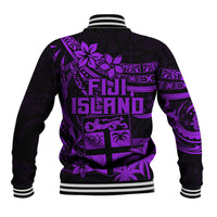 Fiji Islands Baseball Jacket Coat of Arms Fijian Flower Polynesian Pattern - Purple LT9 - Polynesian Pride