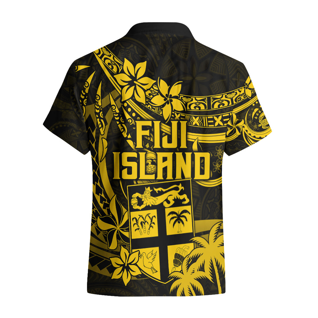 Fiji Islands Hawaiian Shirt Coat of Arms Fijian Flower Polynesian Pattern - Yellow LT9 - Polynesian Pride
