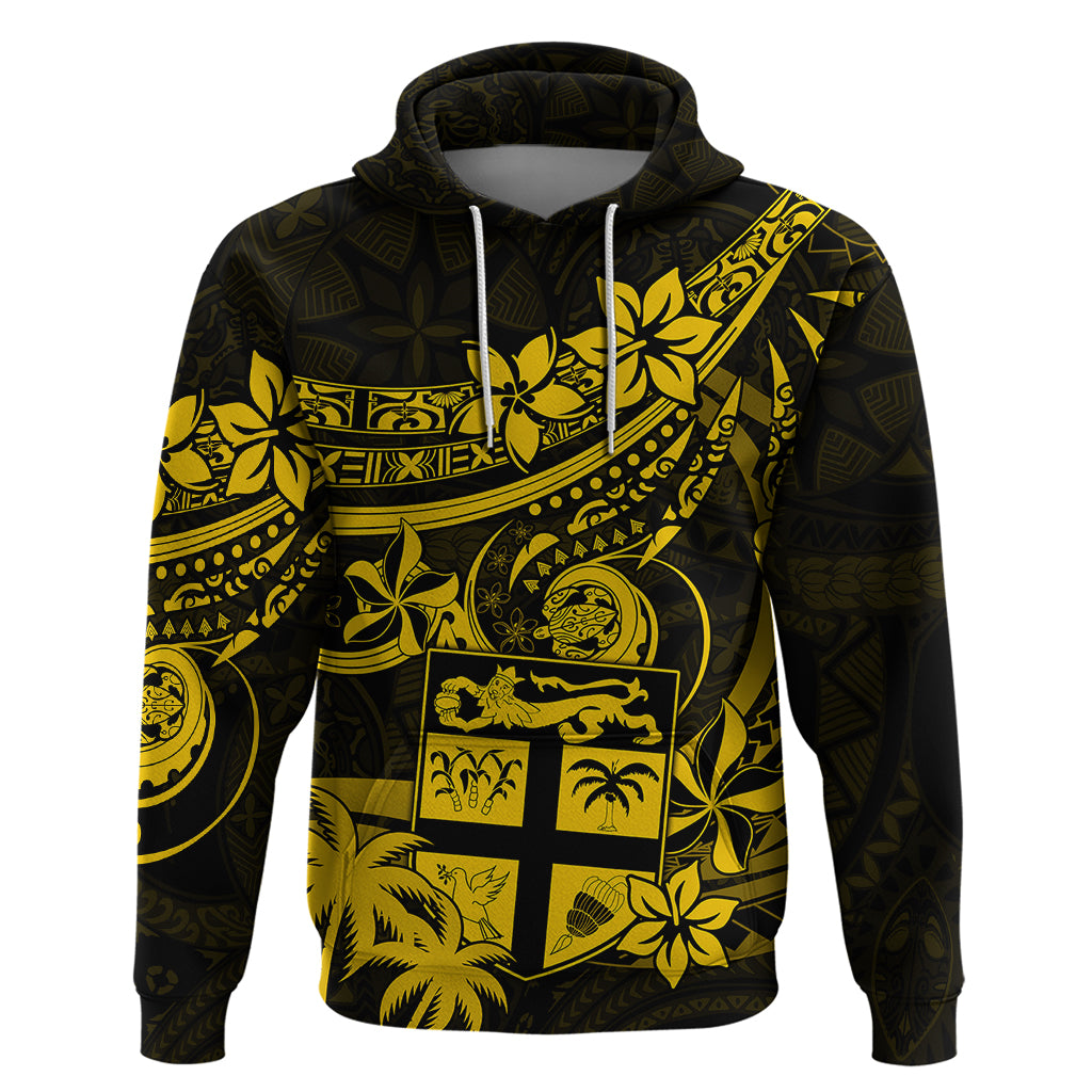 Fiji Islands Hoodie Coat of Arms Fijian Flower Polynesian Pattern Yellow LT9 Pullover Hoodie Yellow - Polynesian Pride