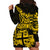 Fiji Islands Hoodie Dress Coat of Arms Fijian Flower Polynesian Pattern - Yellow LT9 - Polynesian Pride