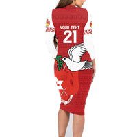 Custom Tonga Rugby Family Matching Long Sleeve Bodycon Dress and Hawaiian Shirt Mate Maa Kupesi Style LT9 - Polynesian Pride