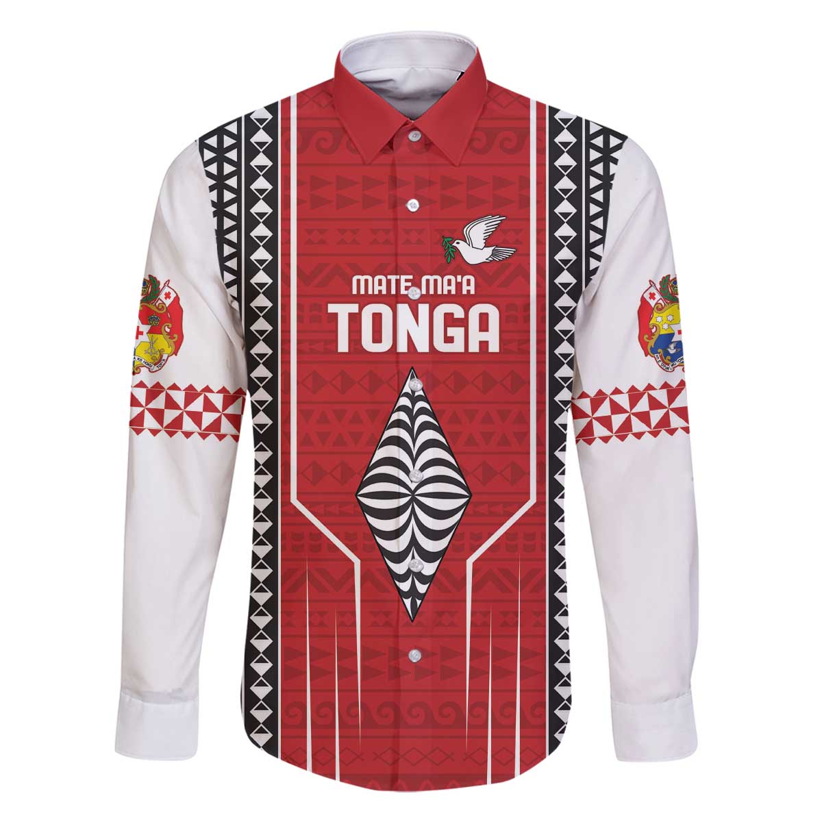 Custom Tonga Rugby Family Matching Off The Shoulder Long Sleeve Dress and Hawaiian Shirt Mate Maa Kupesi Style