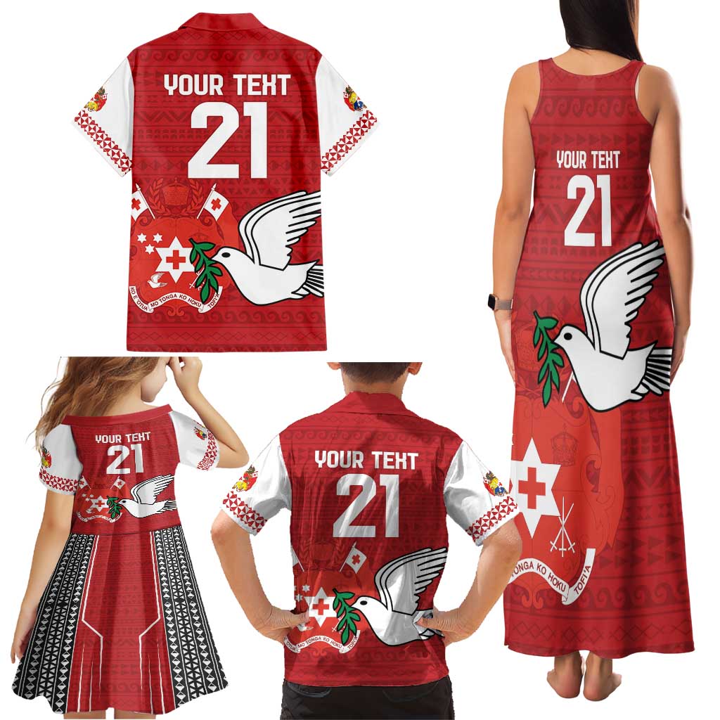 Custom Tonga Rugby Family Matching Tank Maxi Dress and Hawaiian Shirt Mate Maa Kupesi Style