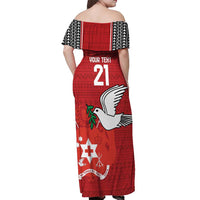 Custom Tonga Rugby Off Shoulder Maxi Dress Mate Maa Kupesi Style LT9 - Polynesian Pride