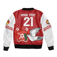 Custom Tonga Rugby Sleeve Zip Bomber Jacket Mate Maa Kupesi Style LT9 - Polynesian Pride