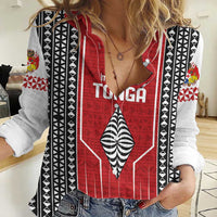 Custom Tonga Rugby Women Casual Shirt Mate Maa Kupesi Style LT9 Female Red - Polynesian Pride