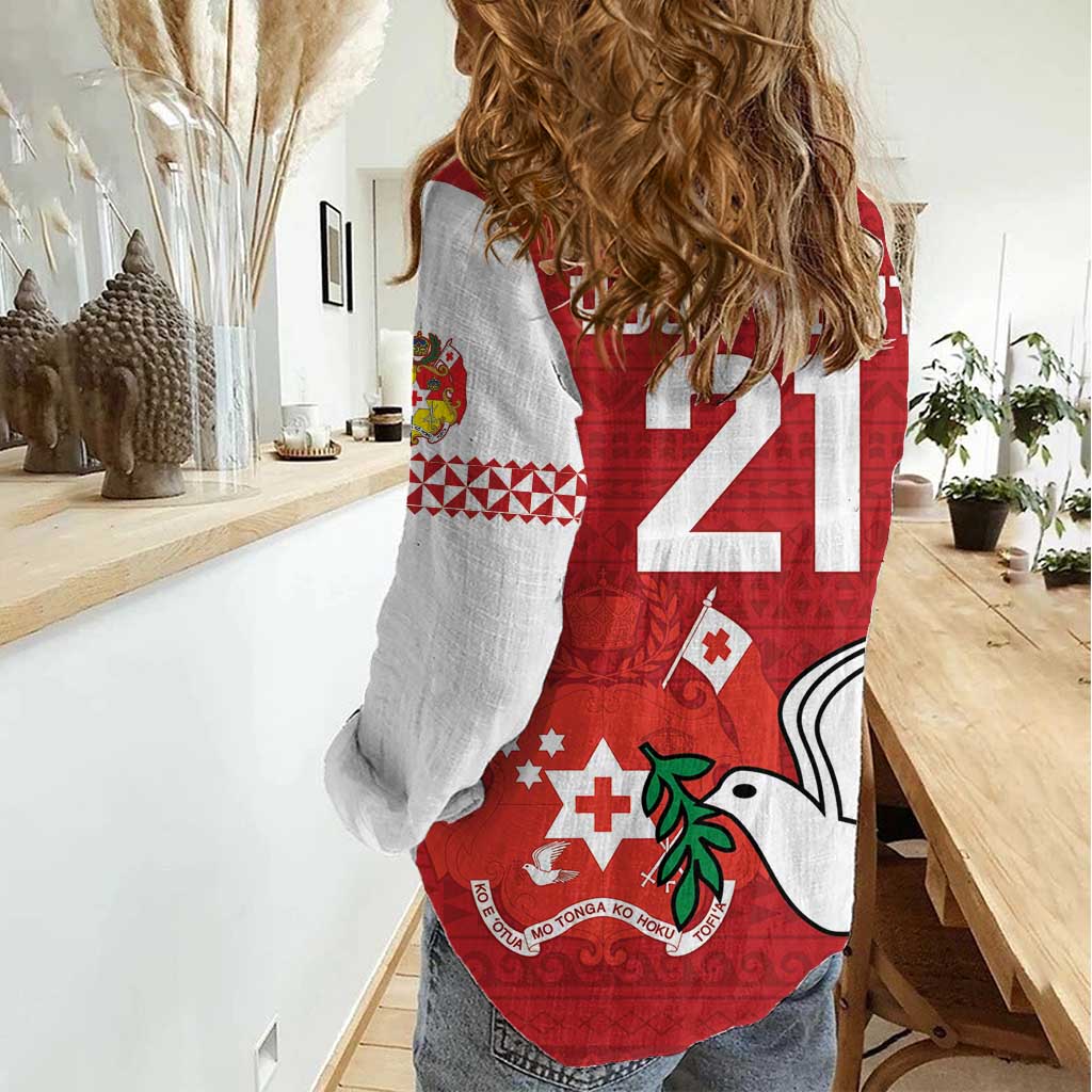 Custom Tonga Rugby Women Casual Shirt Mate Maa Kupesi Style LT9 - Polynesian Pride