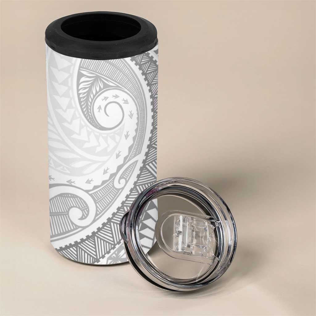 American Samoa White Sunday 4 in 1 Can Cooler Tumbler Polynesian Lotu Tamaiti - Polynesian Pride