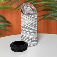 American Samoa White Sunday 4 in 1 Can Cooler Tumbler Polynesian Lotu Tamaiti - Polynesian Pride