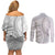 American Samoa White Sunday Couples Matching Off Shoulder Short Dress and Long Sleeve Button Shirt Polynesian Lotu Tamaiti - Polynesian Pride