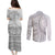 American Samoa White Sunday Couples Matching Puletasi and Long Sleeve Button Shirt Polynesian Lotu Tamaiti - Polynesian Pride