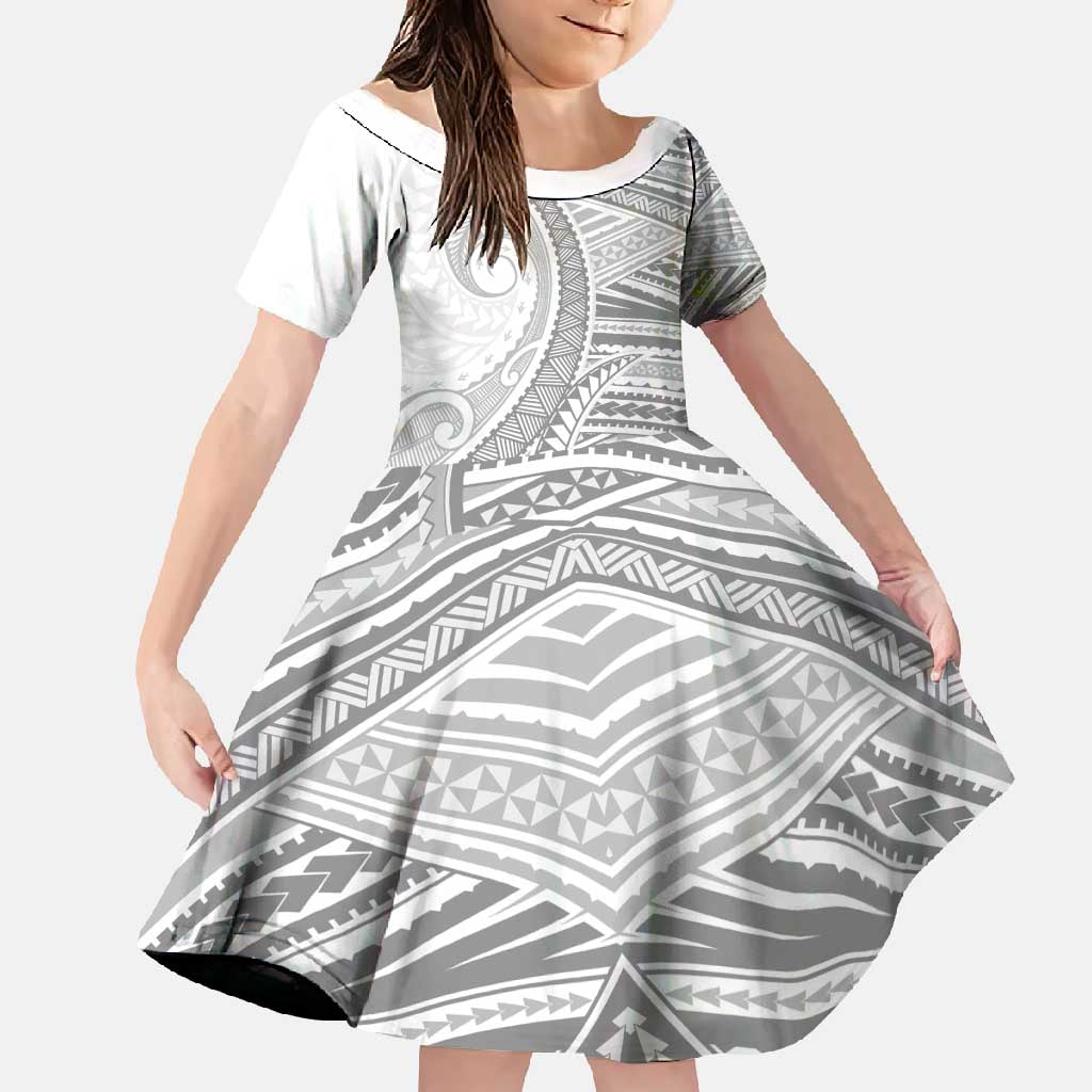 American Samoa White Sunday Family Matching Mermaid Dress and Hawaiian Shirt Polynesian Lotu Tamaiti - Polynesian Pride