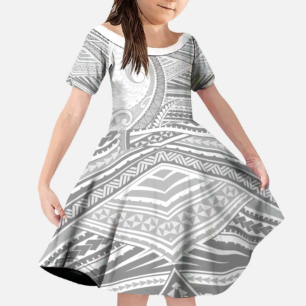 American Samoa White Sunday Family Matching Off Shoulder Maxi Dress and Hawaiian Shirt Polynesian Lotu Tamaiti - Polynesian Pride