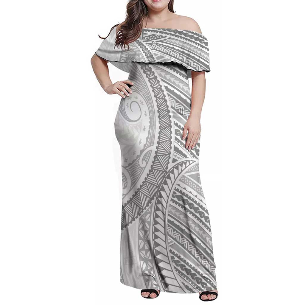 American Samoa White Sunday Family Matching Off Shoulder Maxi Dress and Hawaiian Shirt Polynesian Lotu Tamaiti - Polynesian Pride