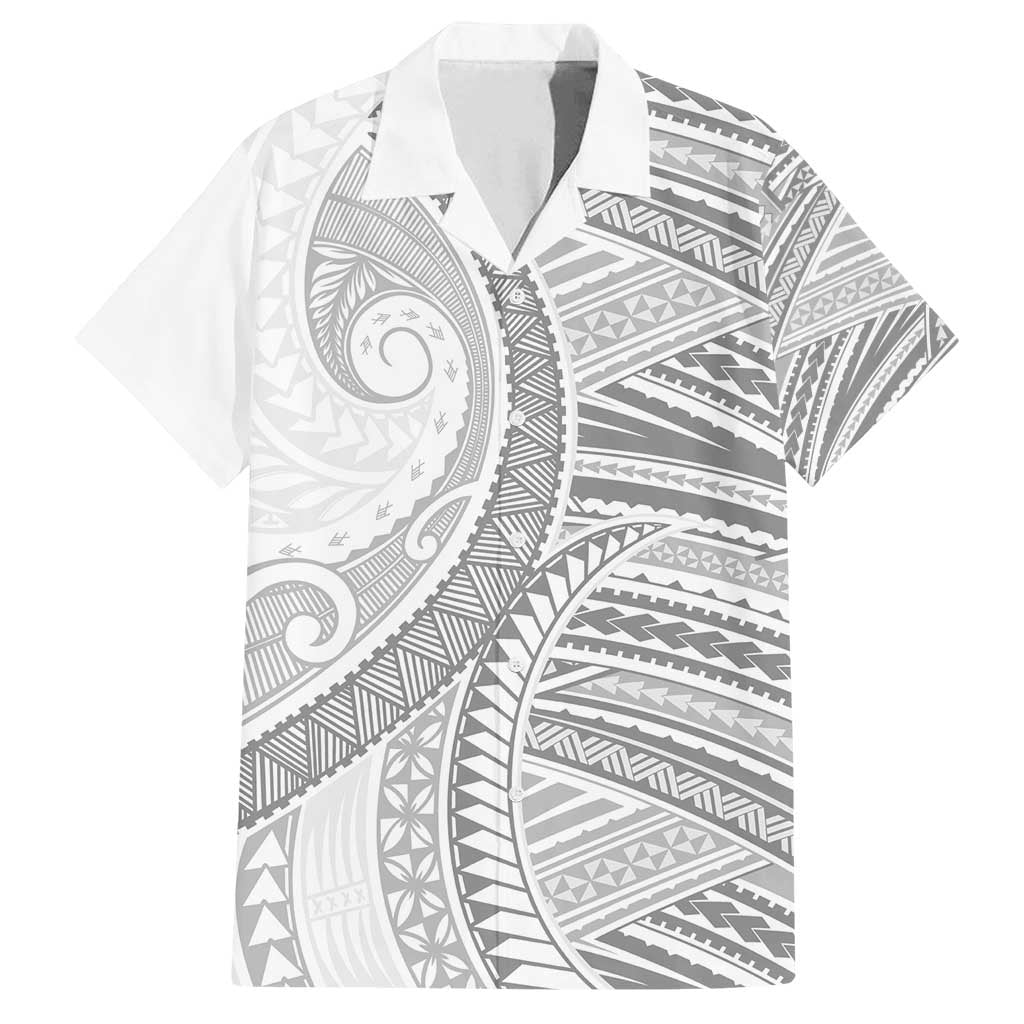 American Samoa White Sunday Family Matching Off Shoulder Short Dress and Hawaiian Shirt Polynesian Lotu Tamaiti - Polynesian Pride