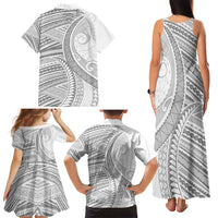 American Samoa White Sunday Family Matching Tank Maxi Dress and Hawaiian Shirt Polynesian Lotu Tamaiti - Polynesian Pride