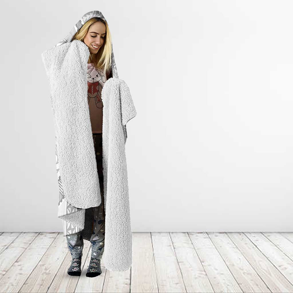 American Samoa White Sunday Hooded Blanket Polynesian Lotu Tamaiti - Polynesian Pride