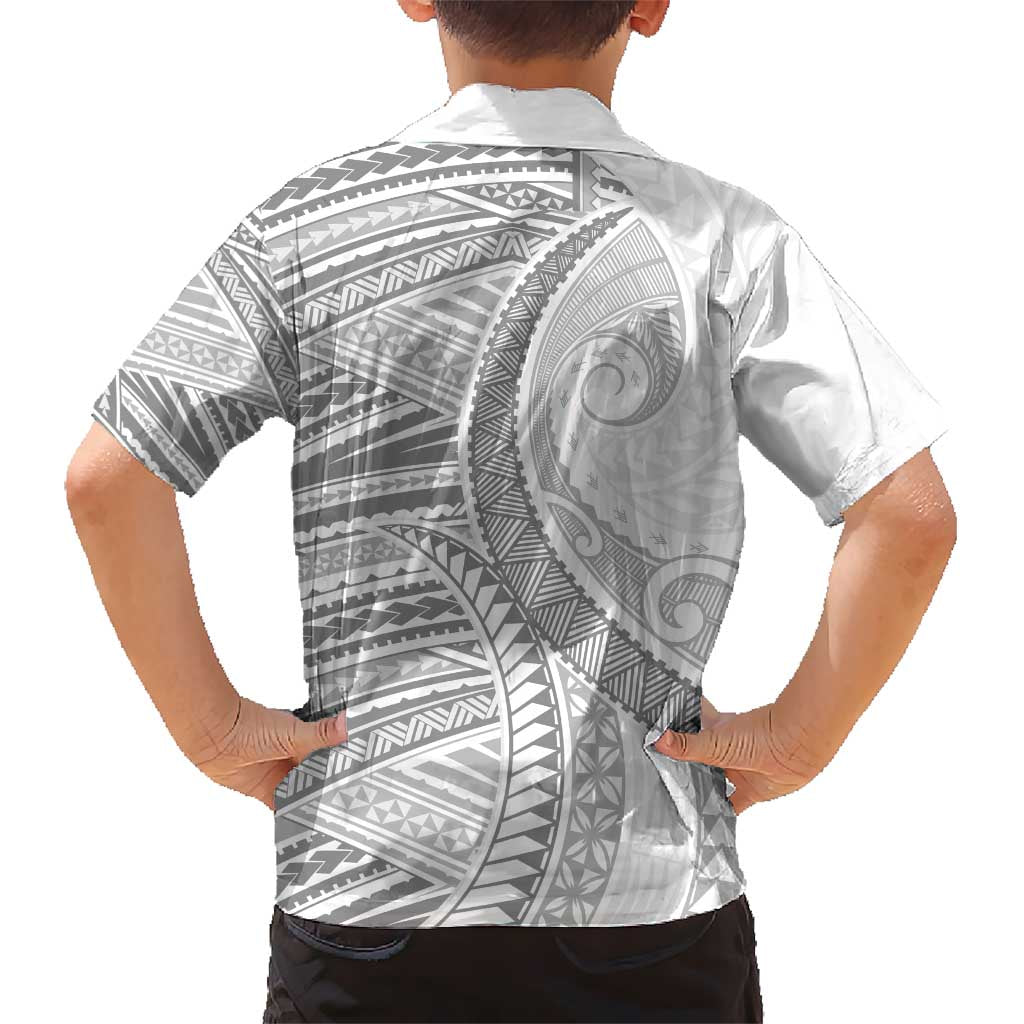 American Samoa White Sunday Kid Hawaiian Shirt Polynesian Lotu Tamaiti - Polynesian Pride