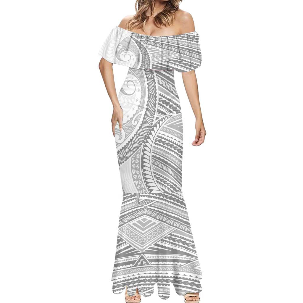 American Samoa White Sunday Mermaid Dress Polynesian Lotu Tamaiti - Polynesian Pride