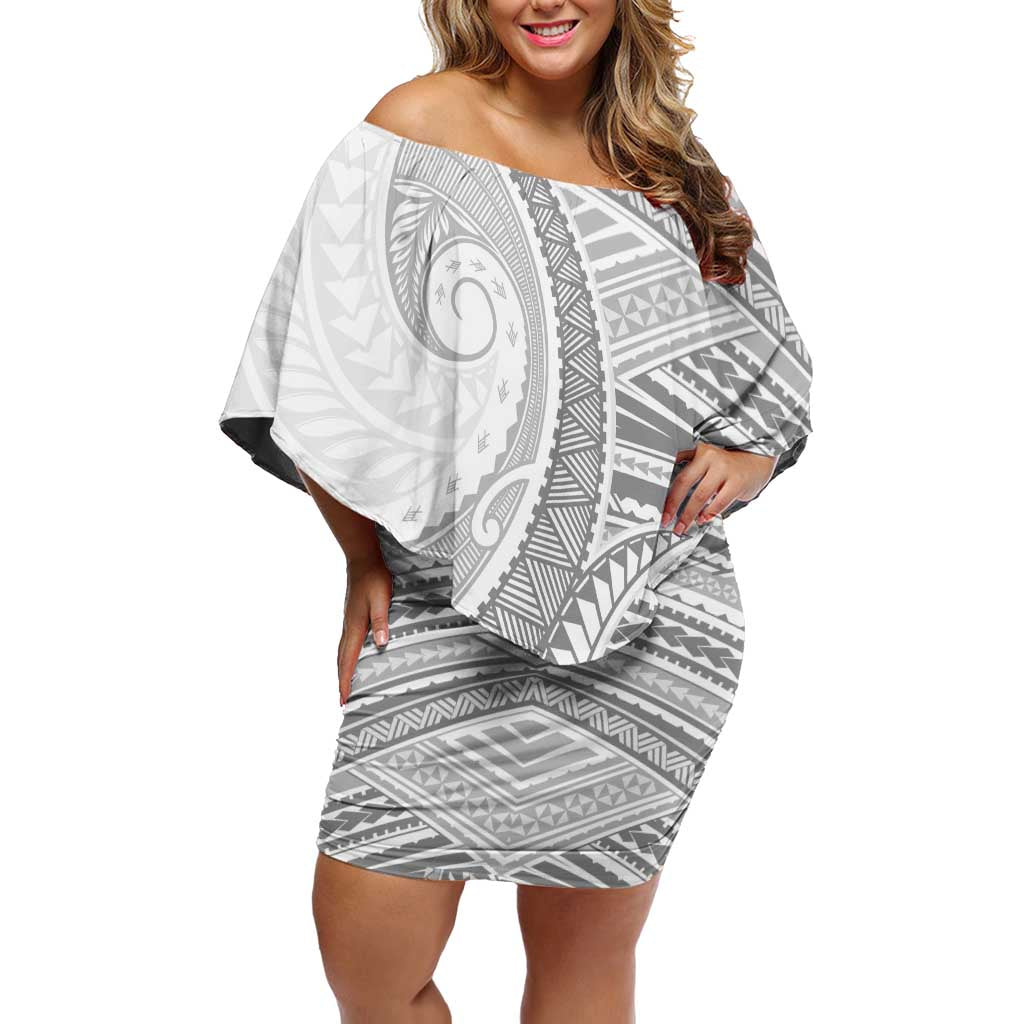 American Samoa White Sunday Off Shoulder Short Dress Polynesian Lotu Tamaiti - Polynesian Pride