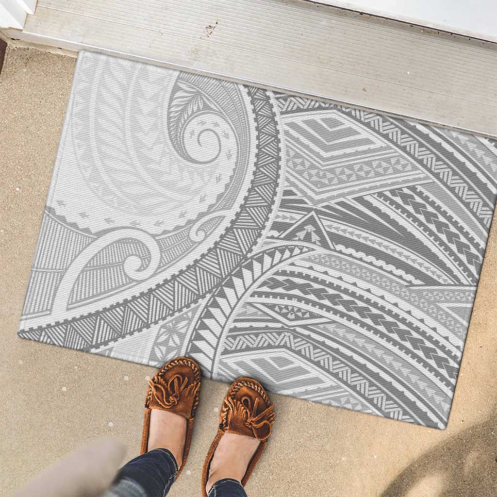 American Samoa White Sunday Rubber Doormat Polynesian Lotu Tamaiti - Polynesian Pride