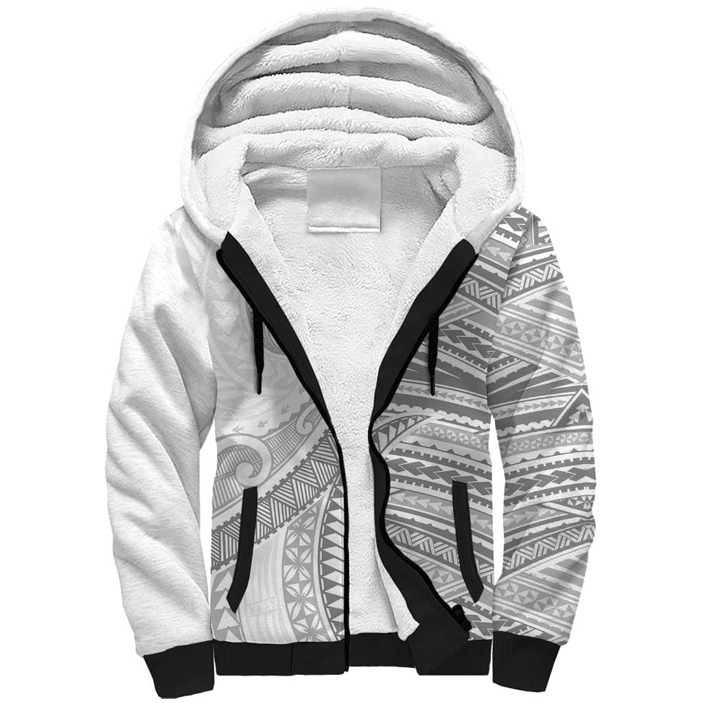 American Samoa White Sunday Sherpa Hoodie Polynesian Lotu Tamaiti - Polynesian Pride