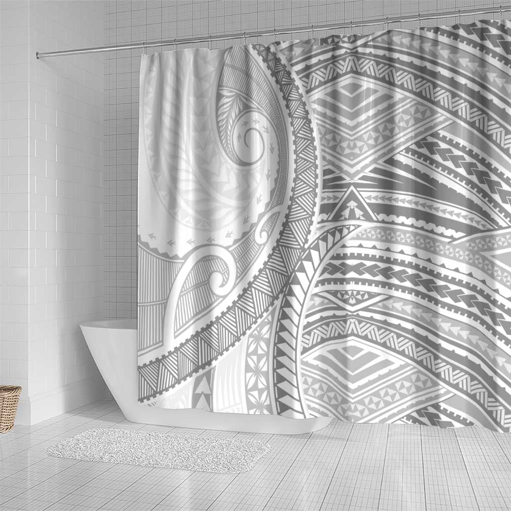 American Samoa White Sunday Shower Curtain Polynesian Lotu Tamaiti - Polynesian Pride