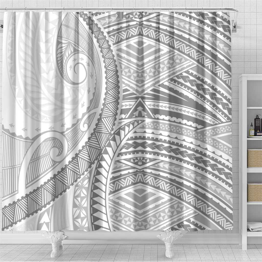 American Samoa White Sunday Shower Curtain Polynesian Lotu Tamaiti - Polynesian Pride