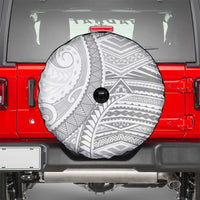 American Samoa White Sunday Spare Tire Cover Polynesian Lotu Tamaiti - Polynesian Pride