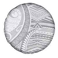 American Samoa White Sunday Spare Tire Cover Polynesian Lotu Tamaiti - Polynesian Pride