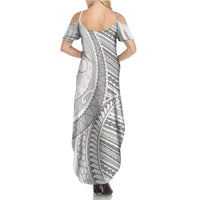 American Samoa White Sunday Summer Maxi Dress Polynesian Lotu Tamaiti - Polynesian Pride