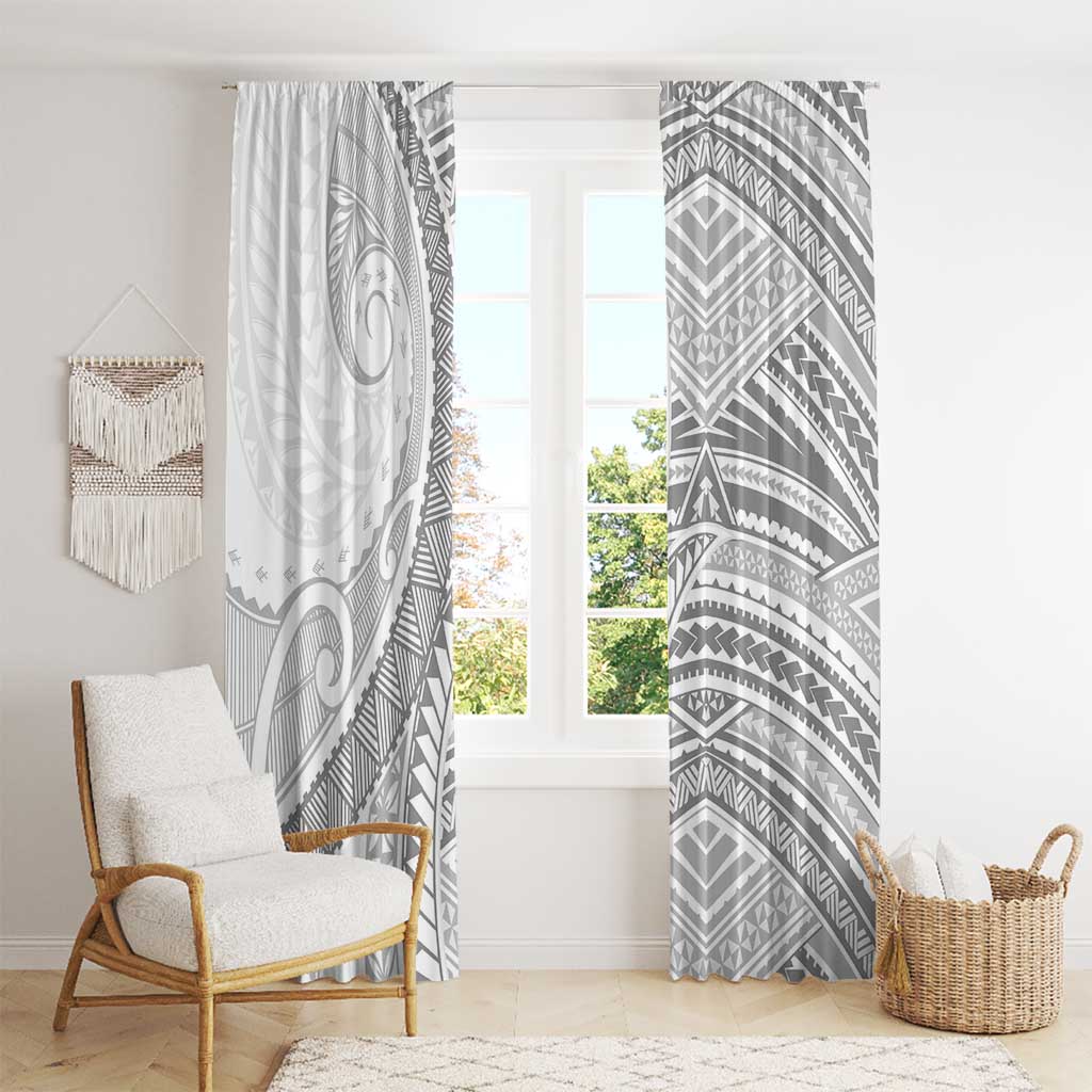 American Samoa White Sunday Window Curtain Polynesian Lotu Tamaiti - Polynesian Pride