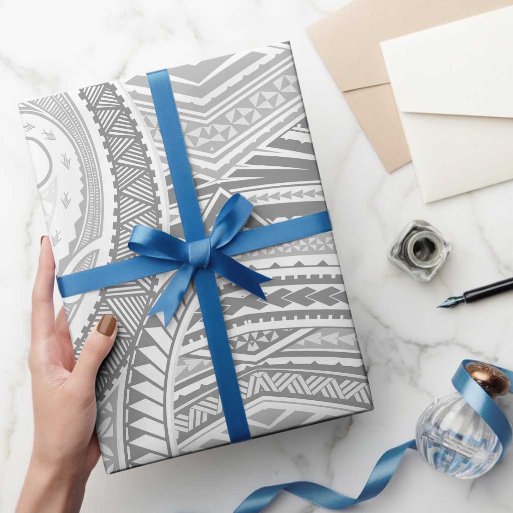 American Samoa White Sunday Wrapping Paper Polynesian Lotu Tamaiti - Polynesian Pride