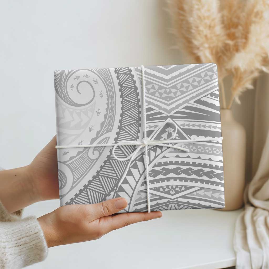 American Samoa White Sunday Wrapping Paper Polynesian Lotu Tamaiti - Polynesian Pride